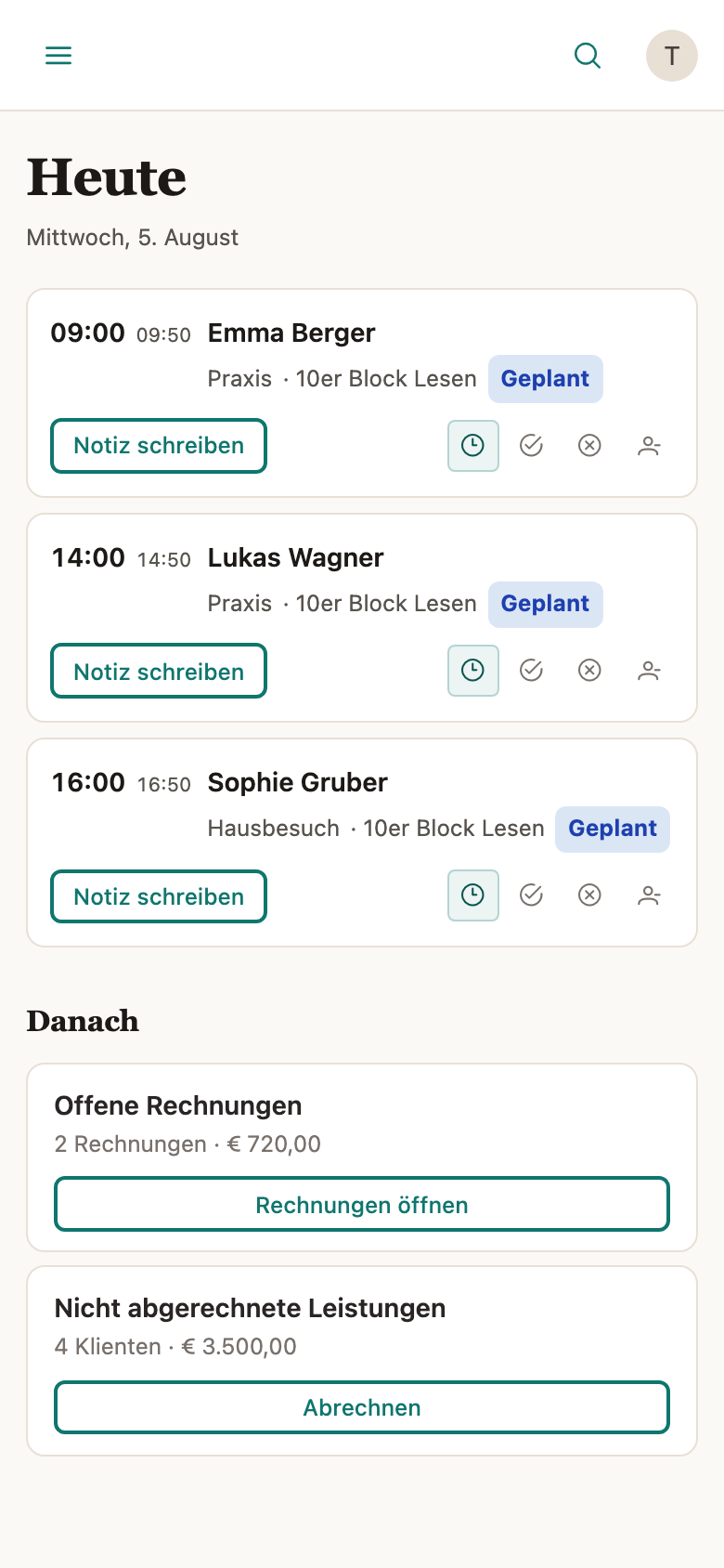 Lerami am Telefon: die Termine des Tages und die offenen Aufgaben untereinander.